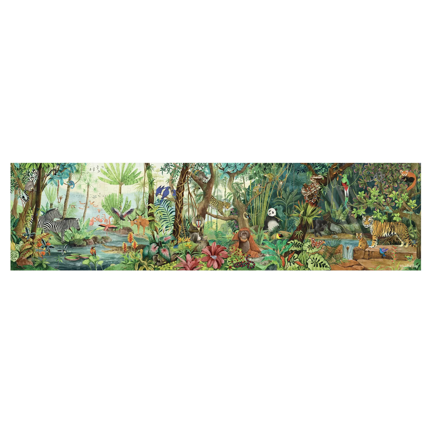 Moulin Roty Tout autour du monde Foresta tropicale puzzle 350 pezzi con poster