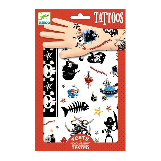 Djeco Pirates tatuaggi temporanei 2 fogli pirati