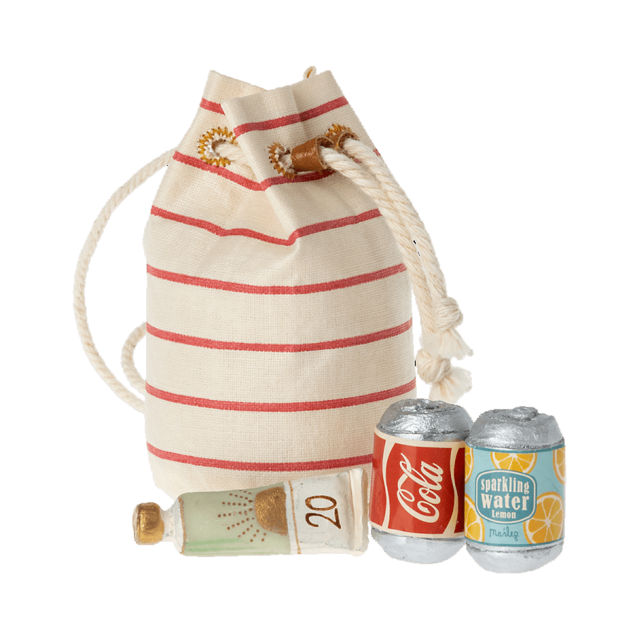 Maileg kit Spiaggia set miniatura crema solare e bibite