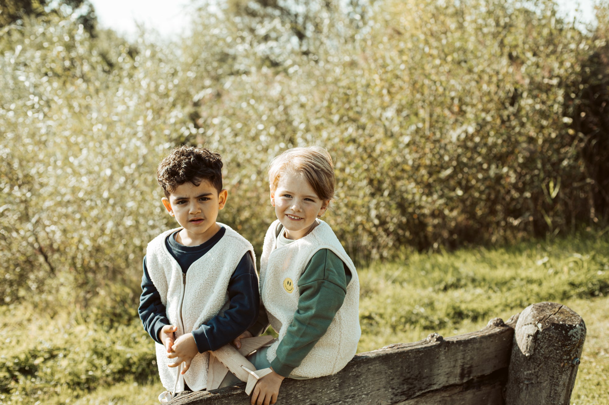 Ella and Rapha Moon Gilet Teddy Bambino Ecru