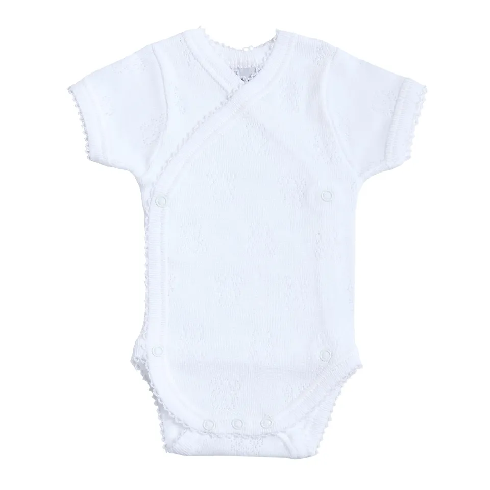 Babidu body incrociato prematuro bianco cotone orsetti