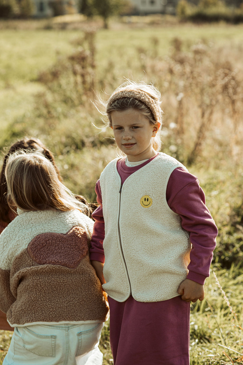Ella and Rapha Teddy Smiley gilet bimbi ecru pile