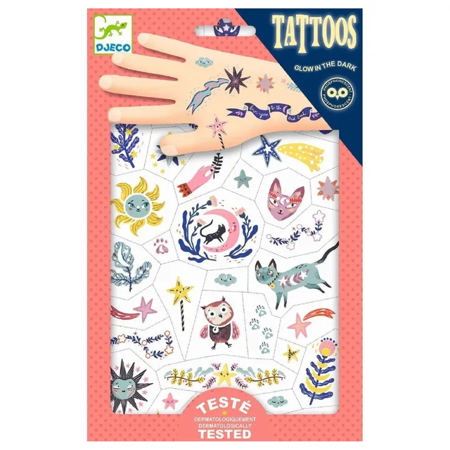 Djeco Sweet Dreams tatuaggi bambini luminescenti 2 fogli