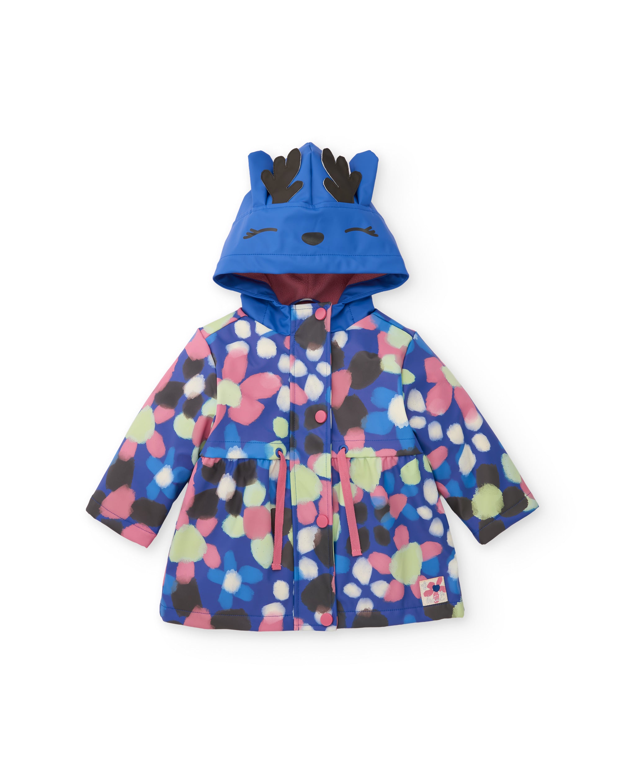 Tuc Tuc giacca antipioggia bambina blu fiori cappuccio