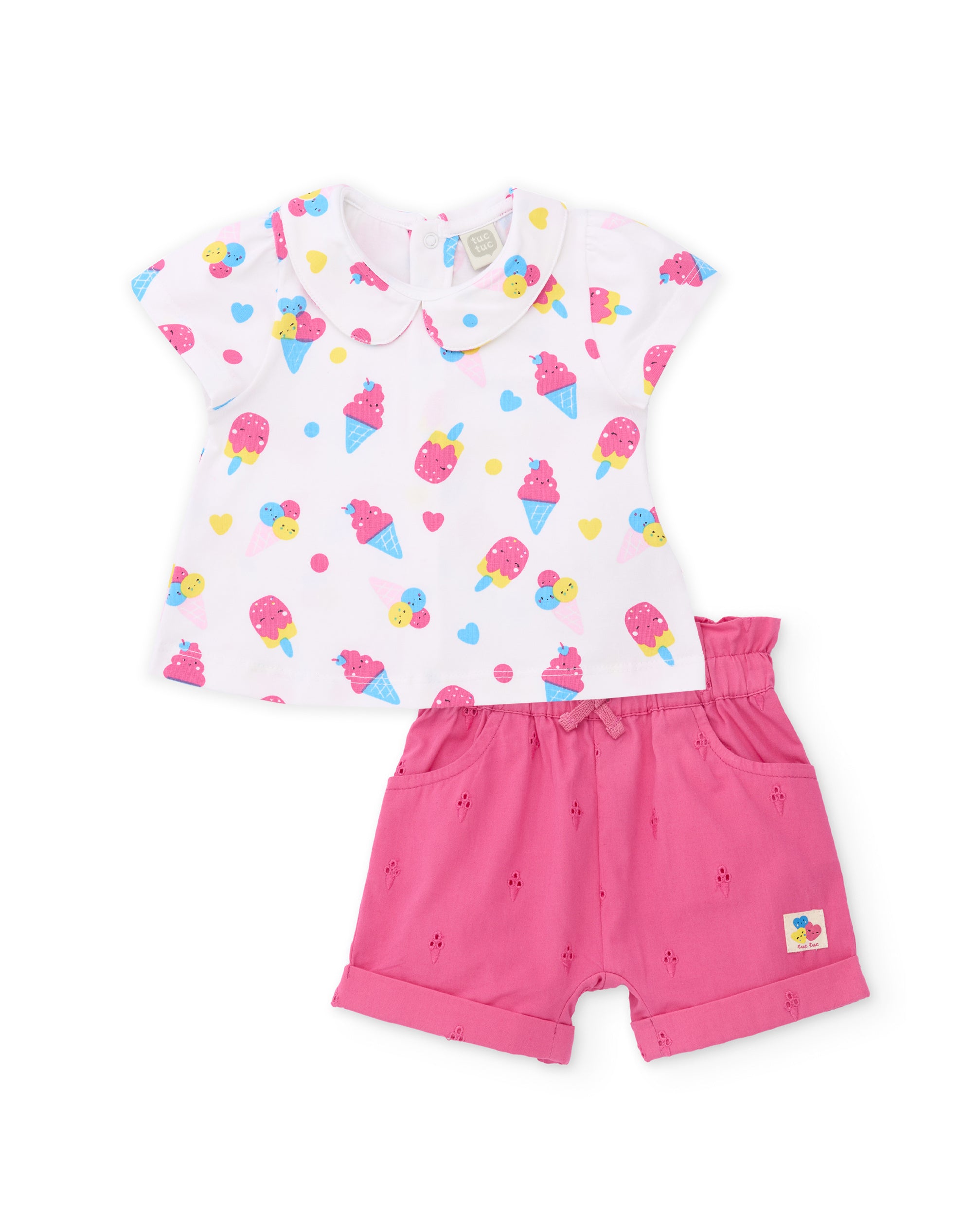 Tuc tuc completo neonata bianco gelati 2 pezzi