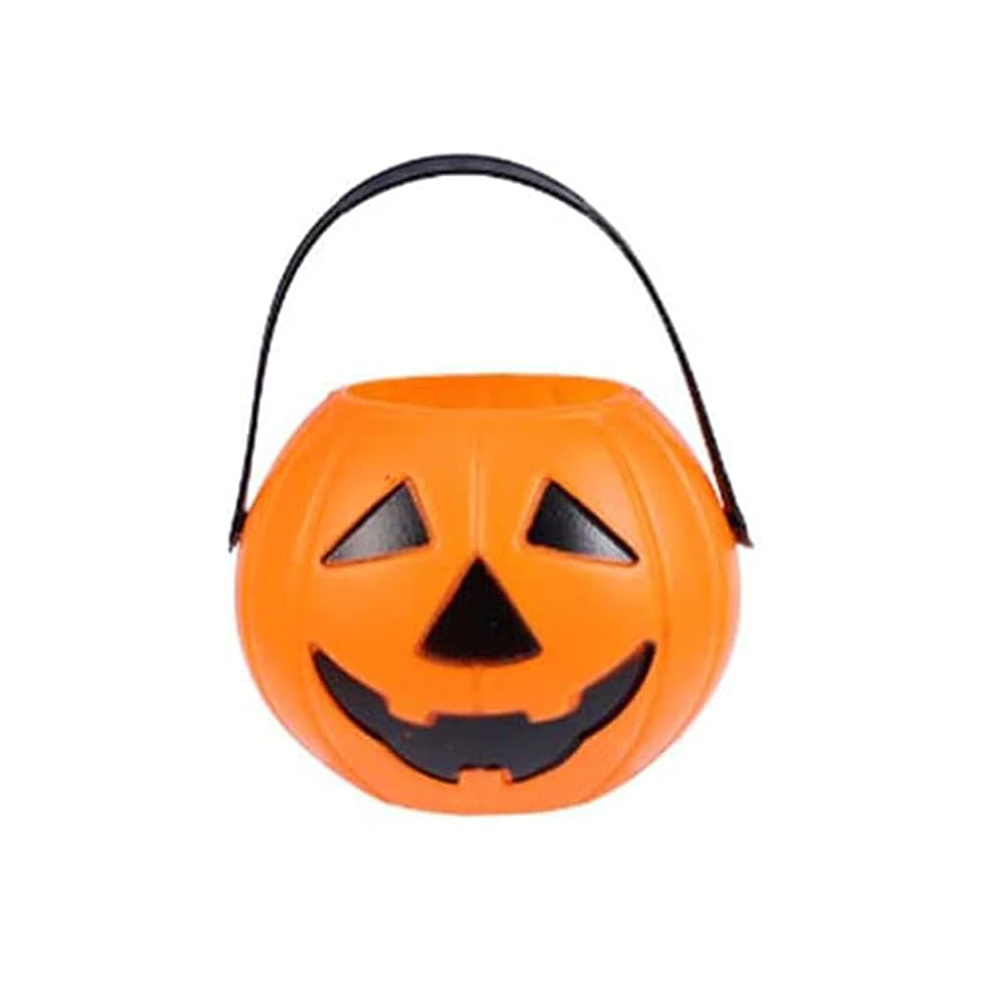 Mini calderone zucca Halloween in plastica 7x5 cm arancione