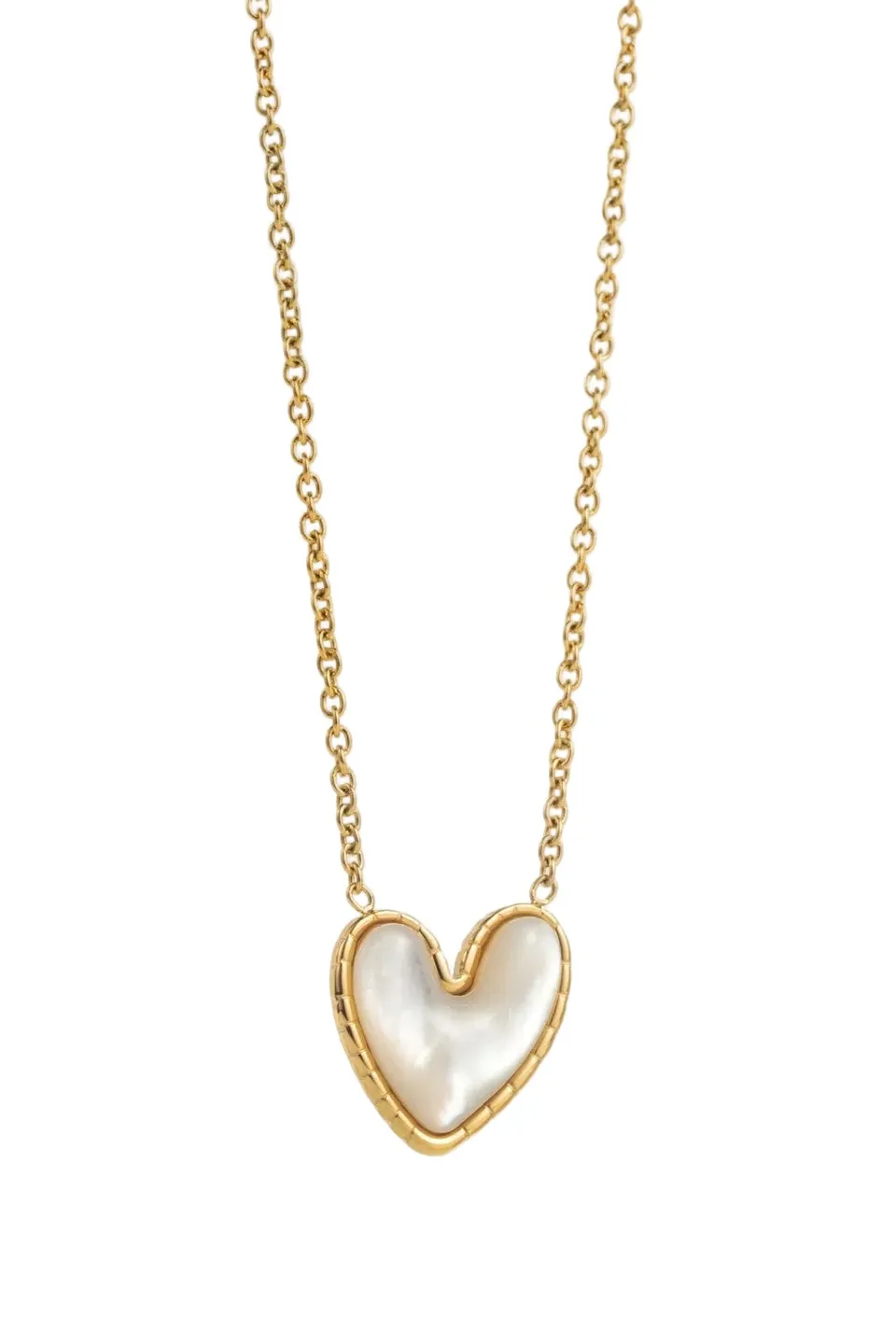 Ella and Rapha Heart Pearl collana bianca acciaio