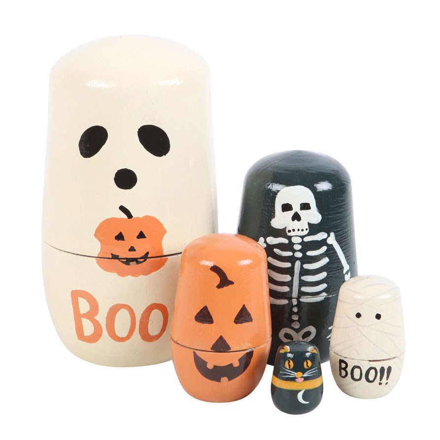 Matrioska russa legno Halloween 5 pezzi decorazione