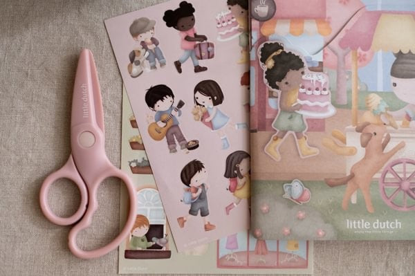 Little Dutch Rosa libro di adesivi shopping 100 sticker 3 anni