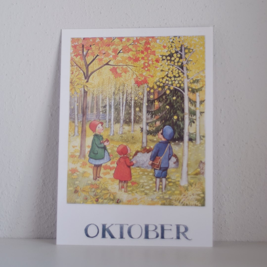 Elsa Beskow Ottobre cartolina mese 10,5x15 cm
