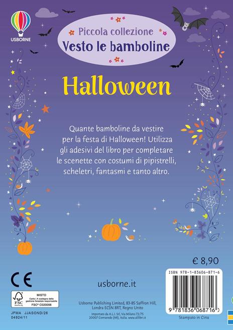 Usborne Vesto le Bamboline Halloween Libro Adesivi 4+