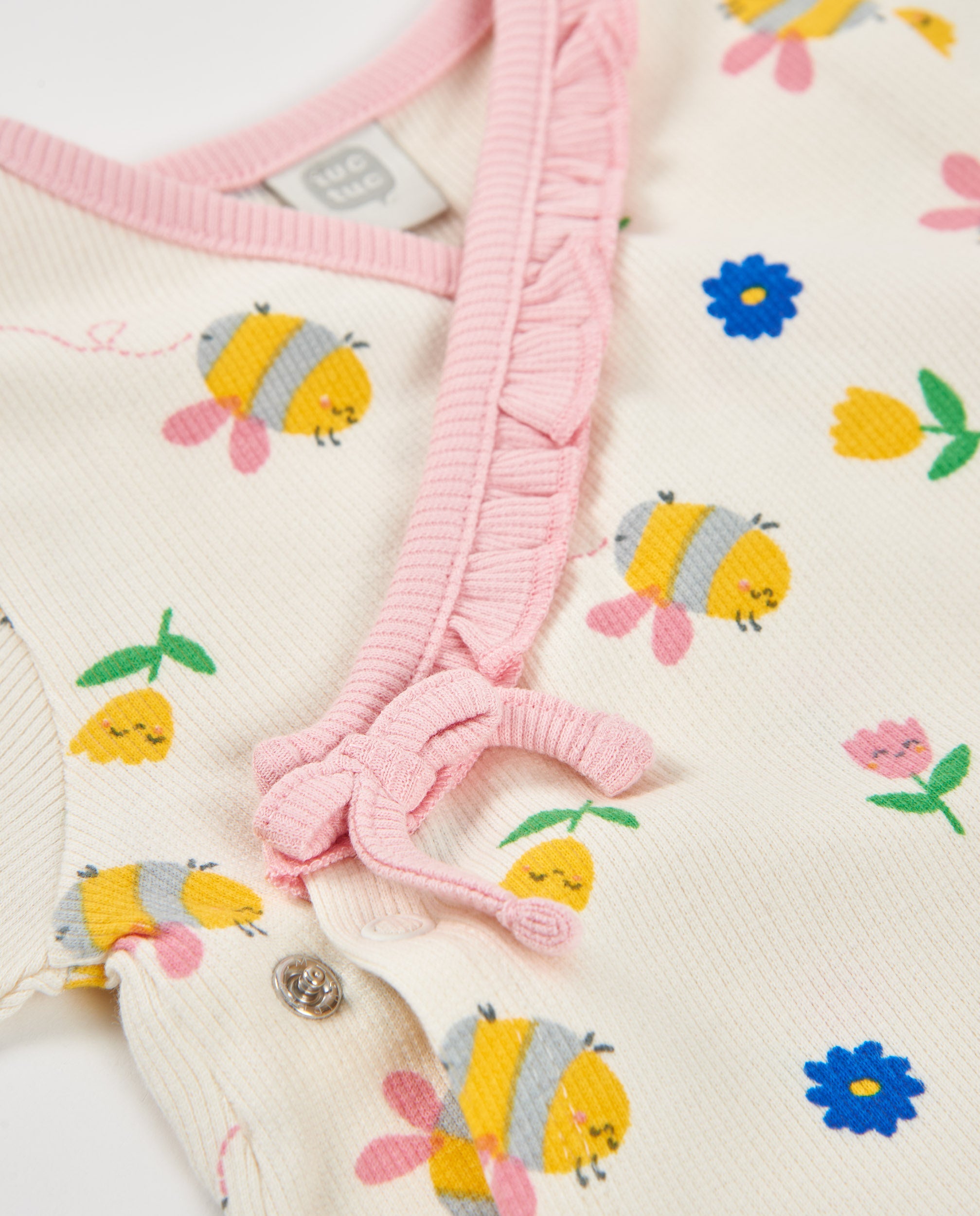Tuc Tuc set neonata 2 pezzi api fiori beige rosa