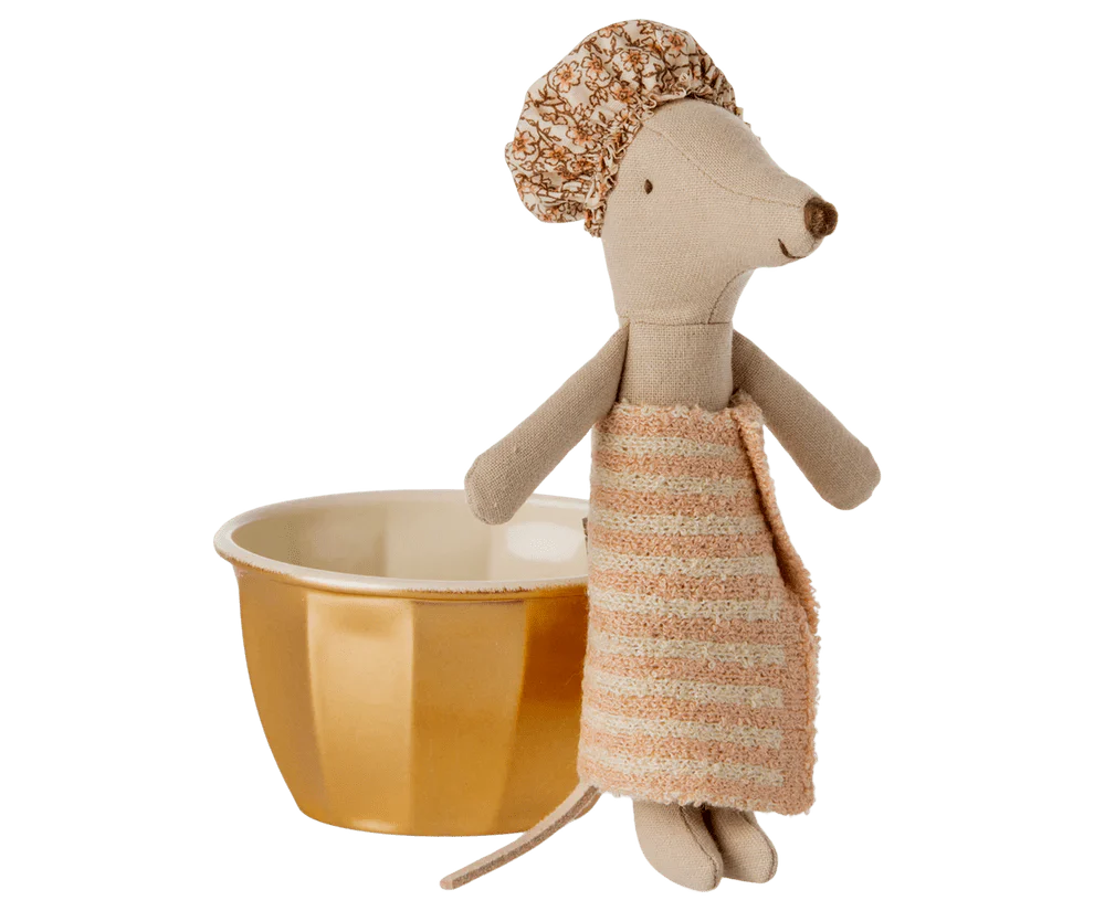 Maileg Topino Spa Pupazzo rosa con vasca oro