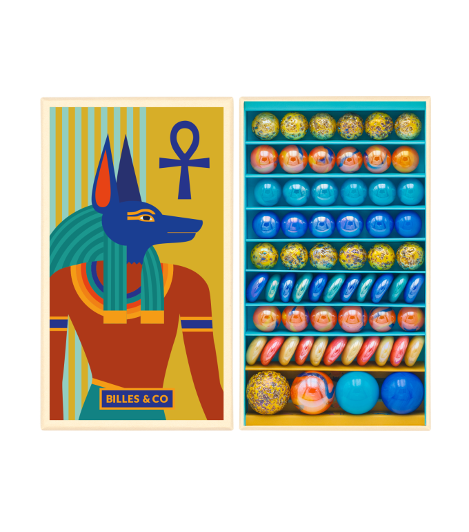 Billes & Co Anubis scatola biglie vetro 62 pezzi
