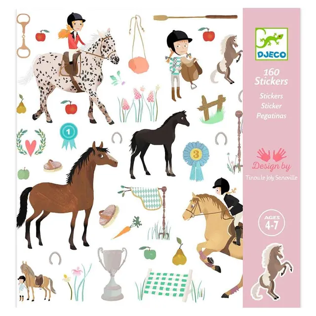 Djeco Maneggio cartella 160 adesivi FSC 20x20 cm
