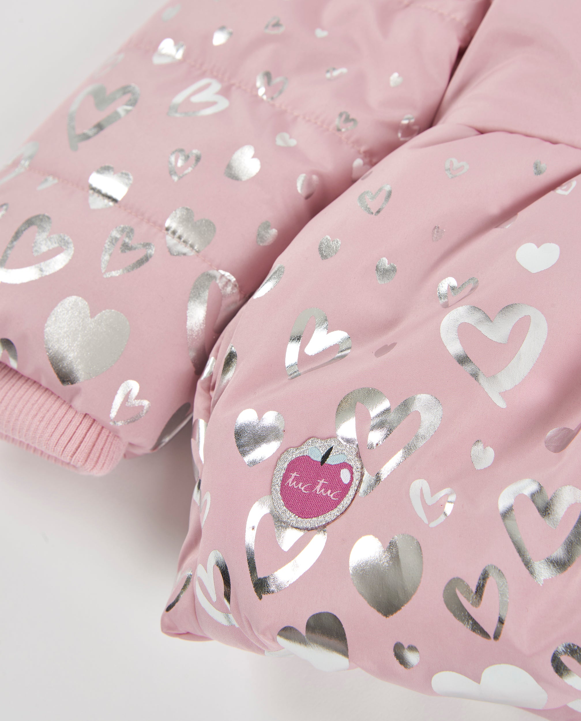 Tuc Tuc piumino bambina rosa cappuccio pelliccia cuori