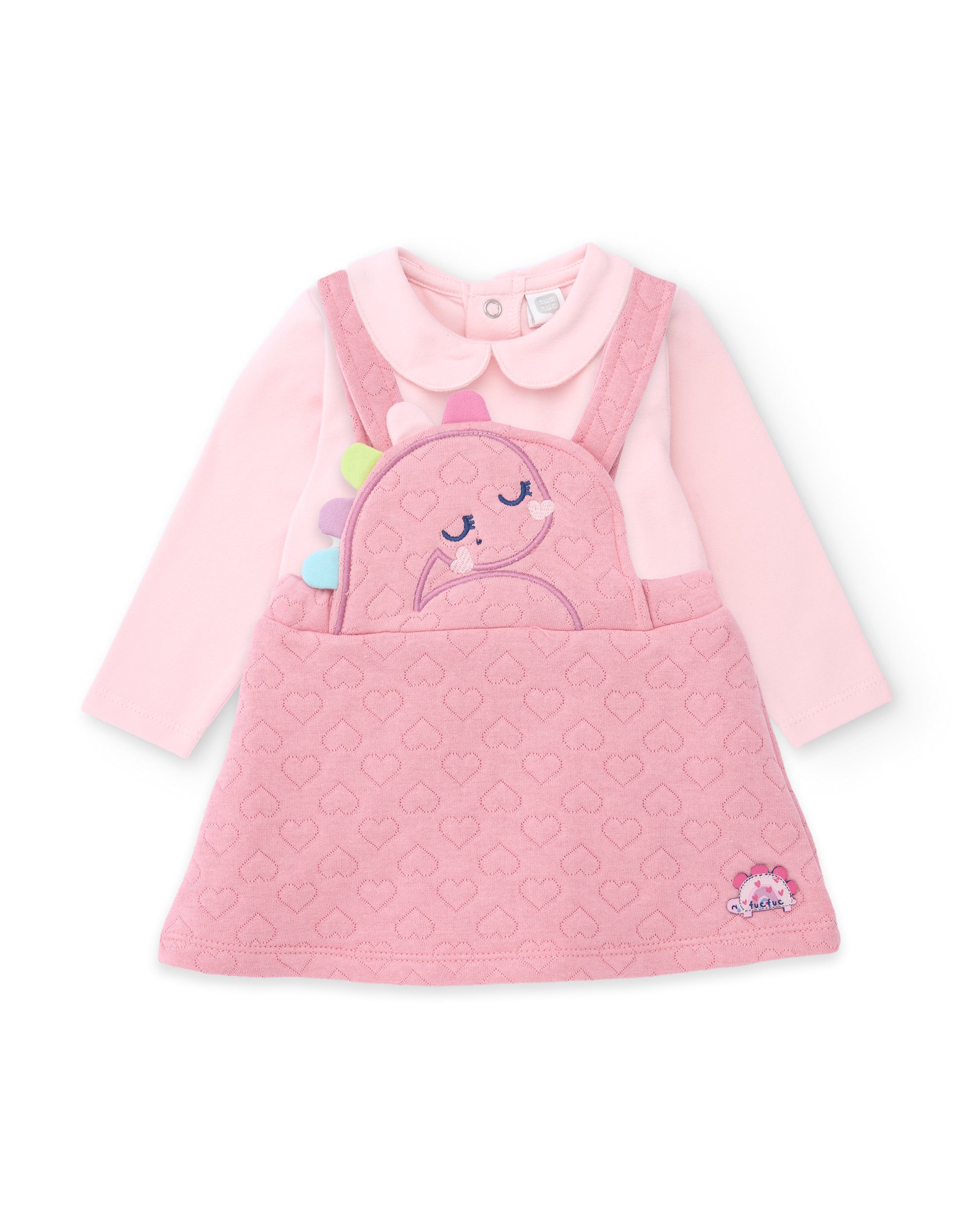 Tuc Tuc completo neonata vestito maglia rosa dino cuore