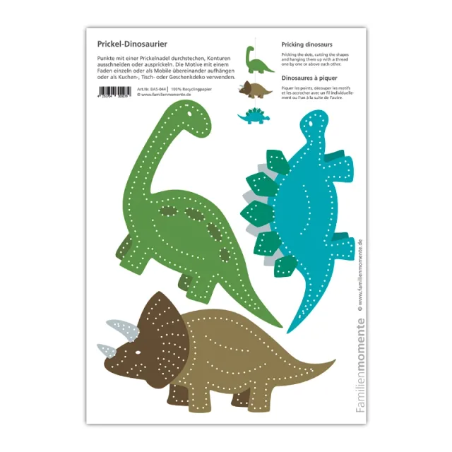 Cartolina A5 da punzonare dinosauri carta riciclata