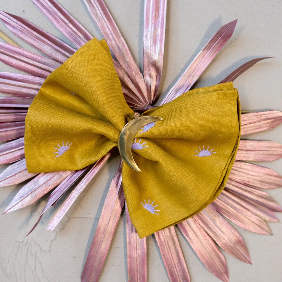Ella and Rapha Little Suns tovagliolo giallo in lino
