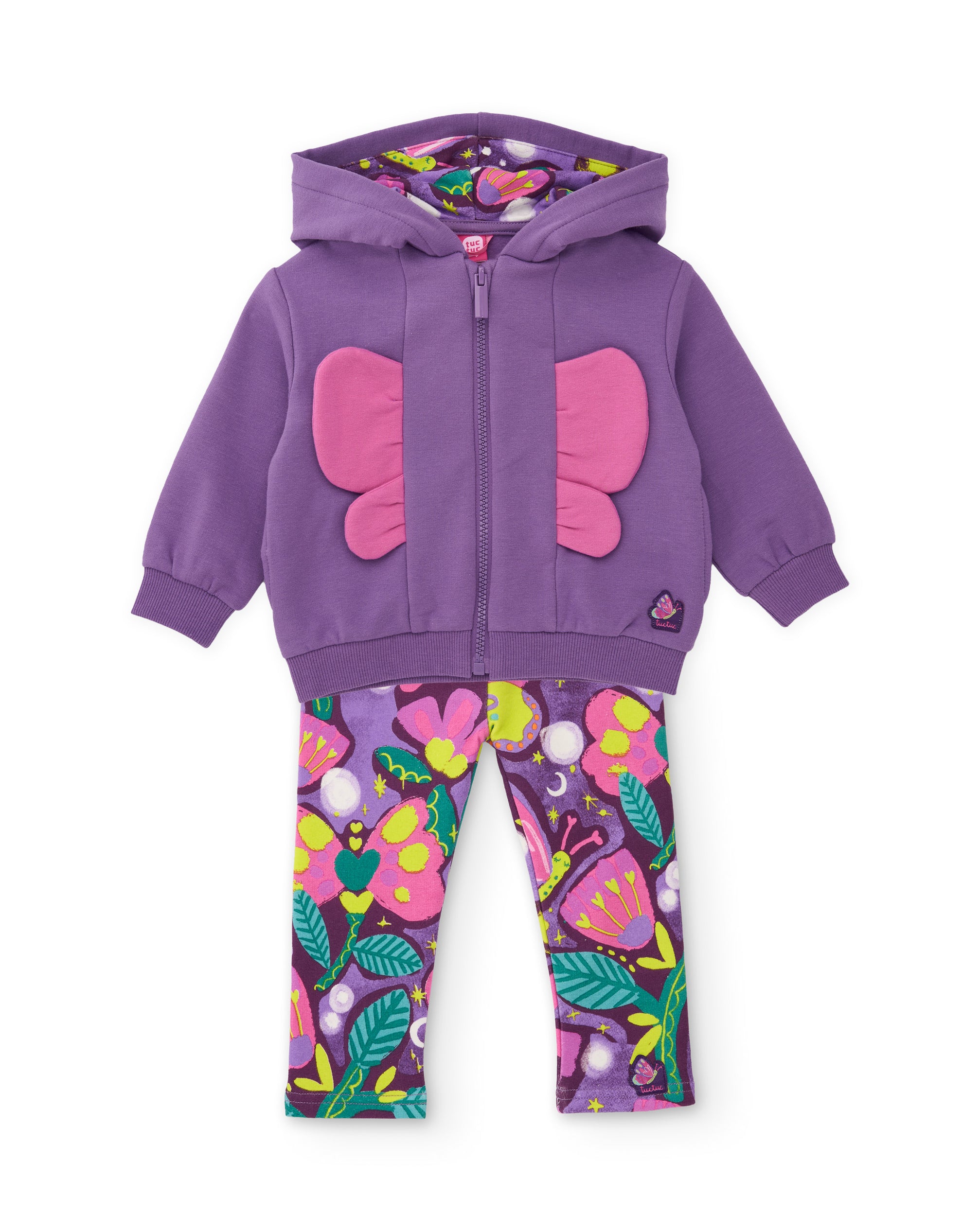 Tuc Tuc completo felpa leggings fiori lilla