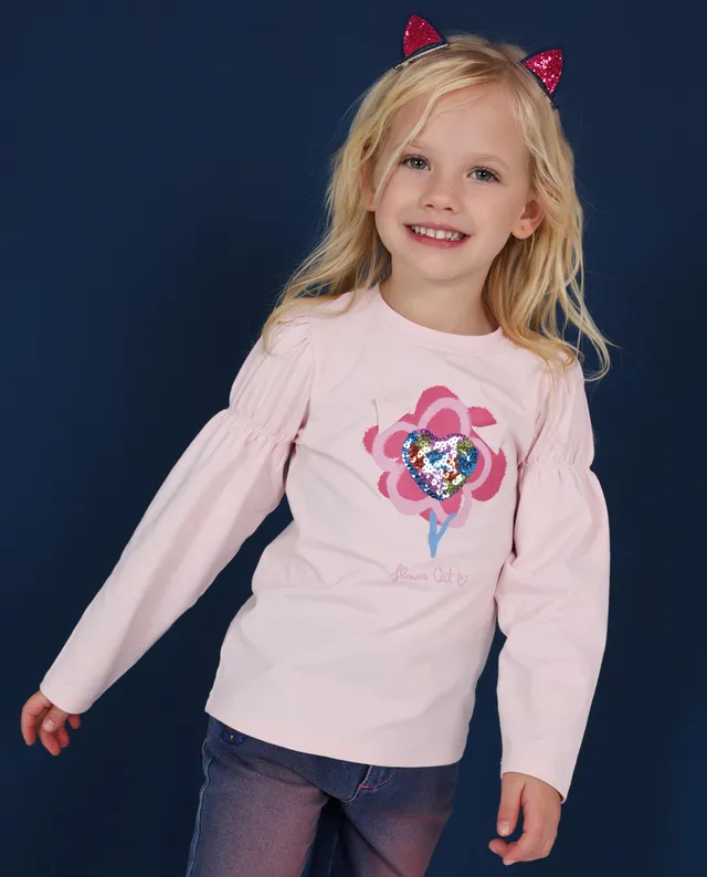 Tuc Tuc Maglia Bimba Cuore Paillettes Rosa Chiaro
