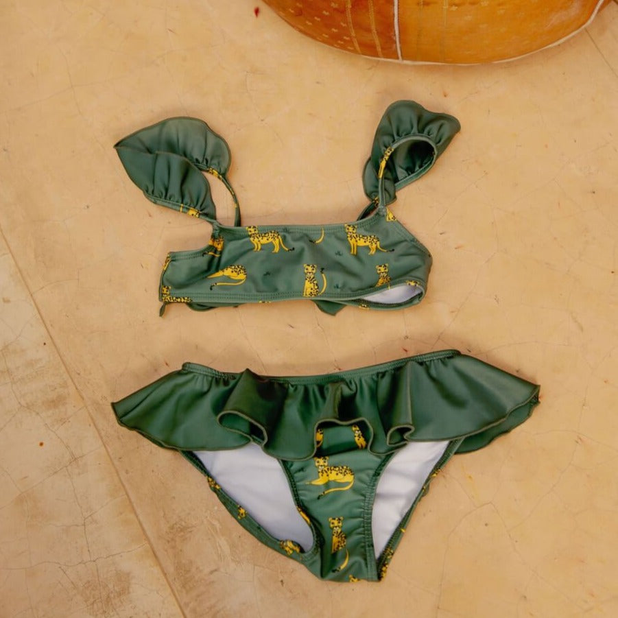 Ella and Rapha Leopard slip bikini bimba verde