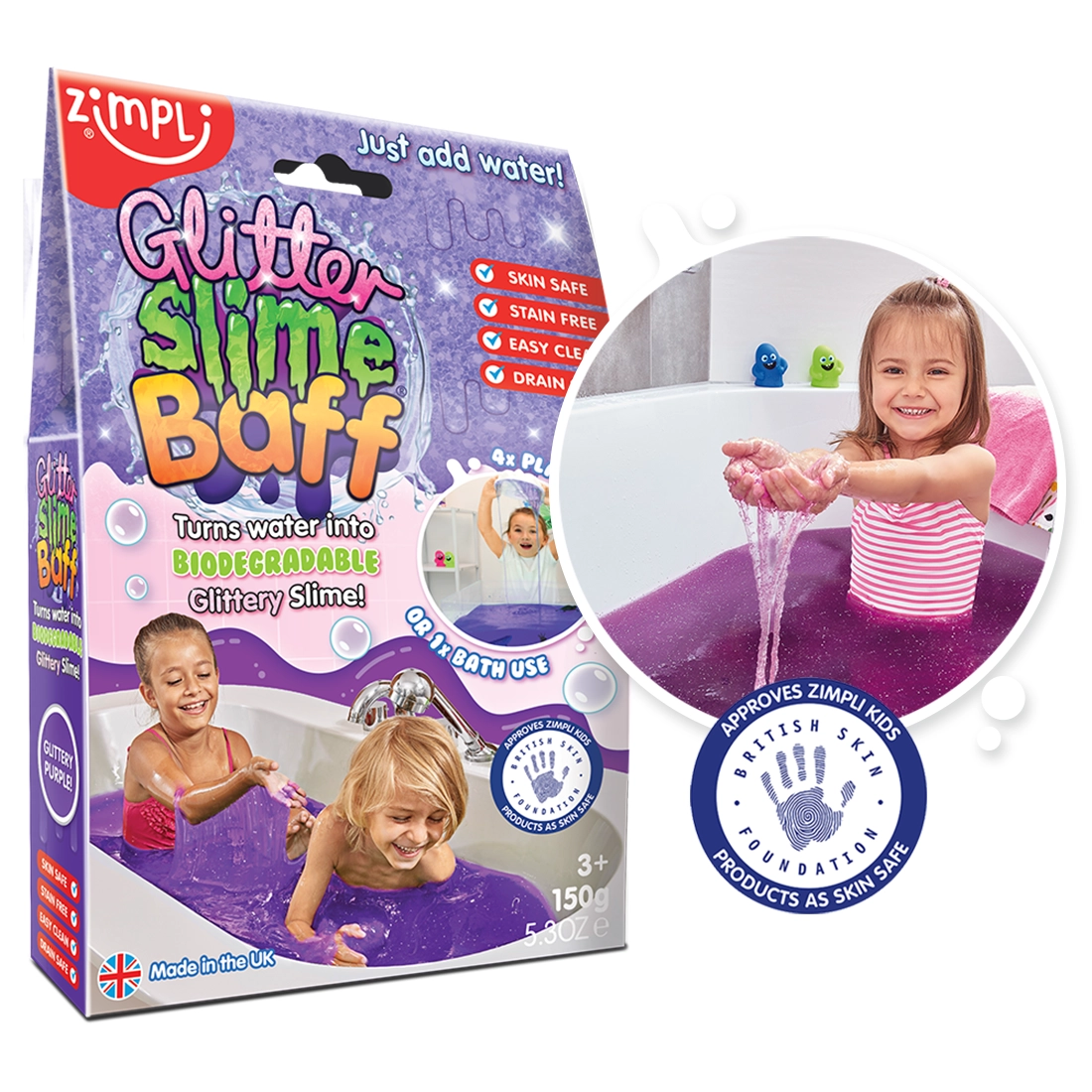 Zimpli Kids Glitter Slime Baff pozione bagno viola