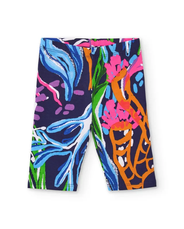 Tuc Tuc leggings bimba aderenti blu navy stampa mare