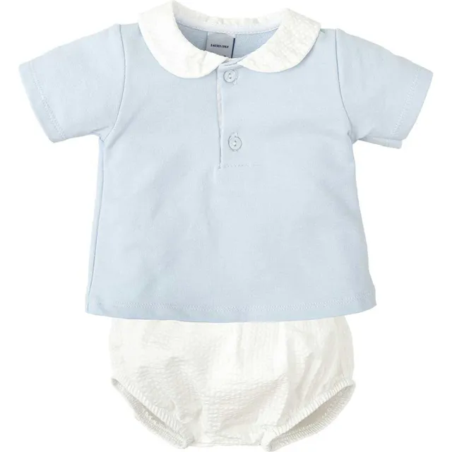 Babidu Set Maglietta Culotte 0-3 Mesi Cotone Azzurro