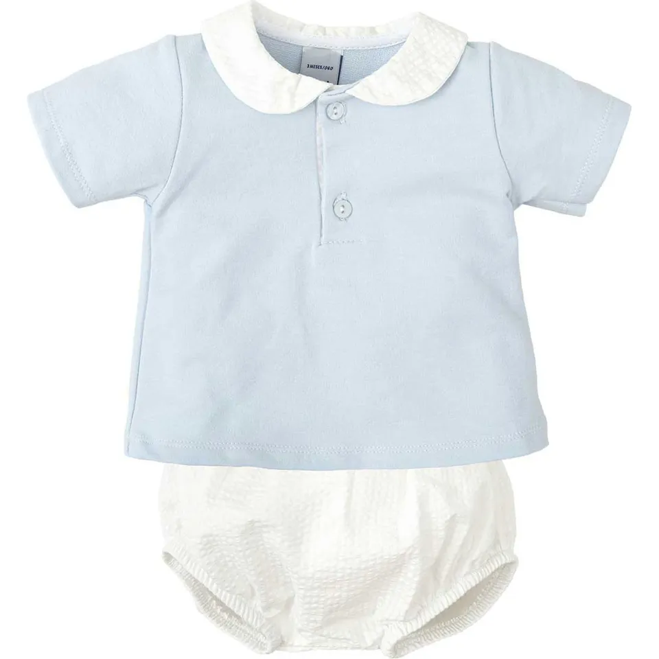 Babidu Set Maglietta Culotte 0-3 Mesi Cotone Azzurro
