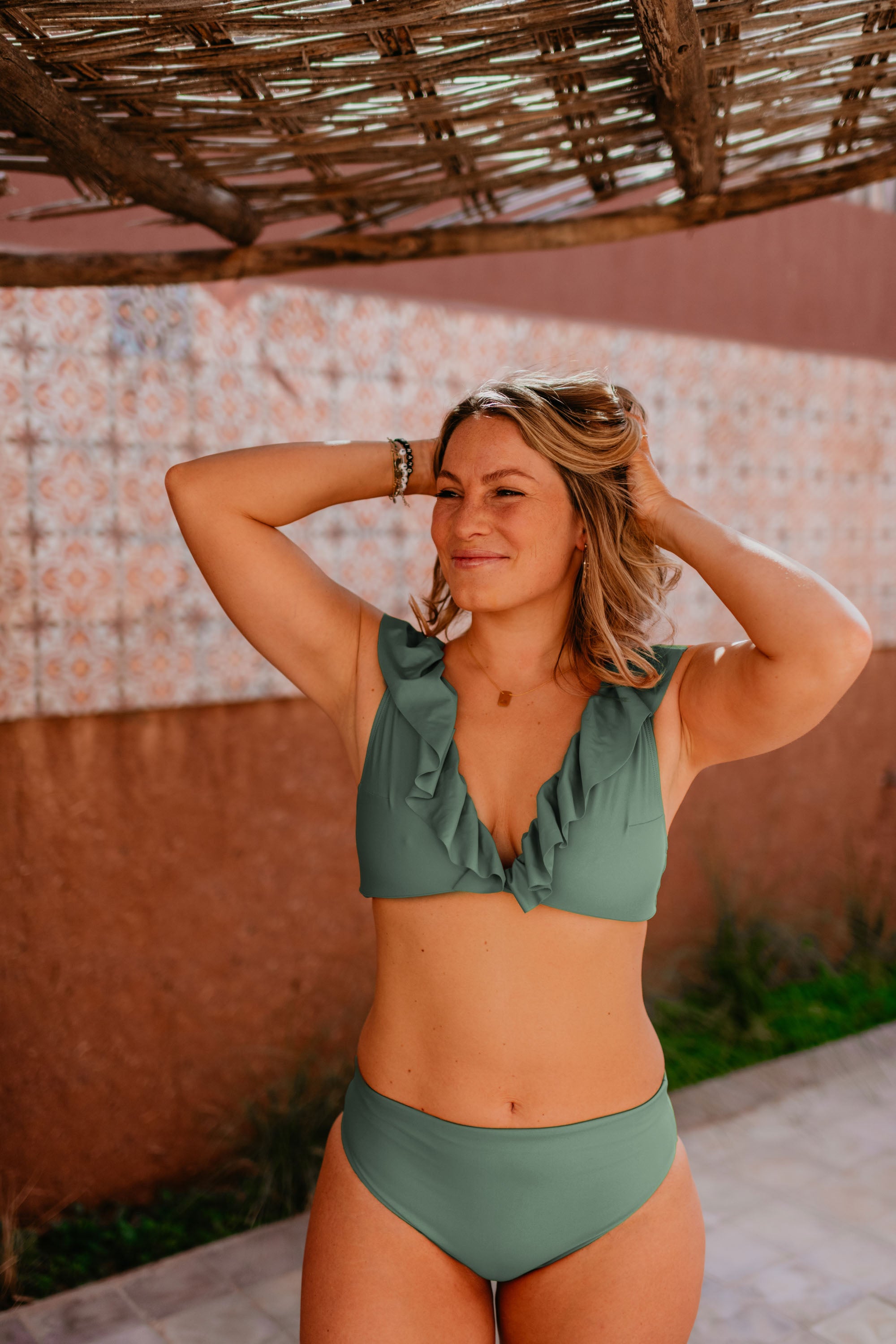 Ella and Rapha Leopard Green slip bikini verde UPF 50+