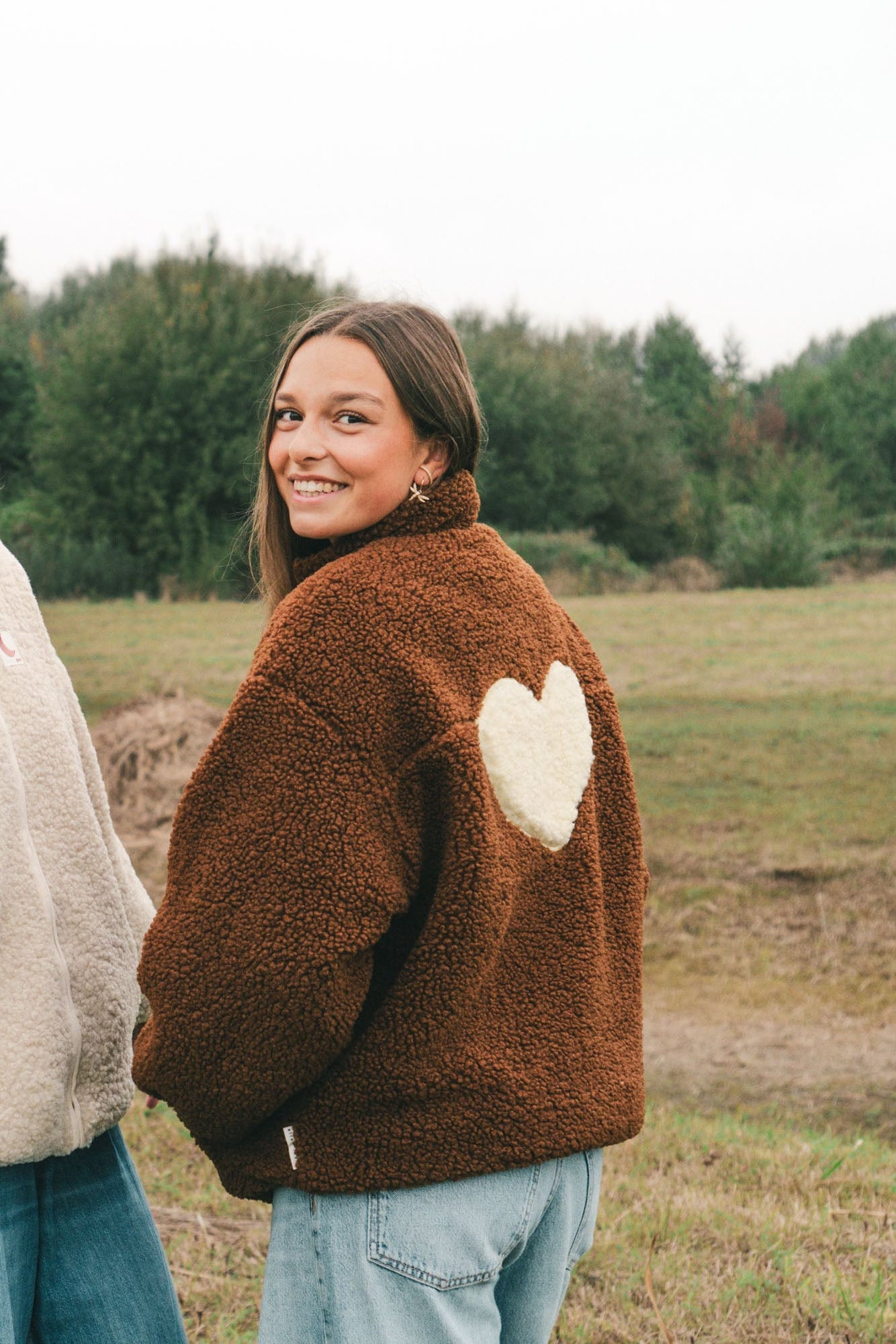 Ella and Rapha Heart Jacket giacca teddy marrone unica pile