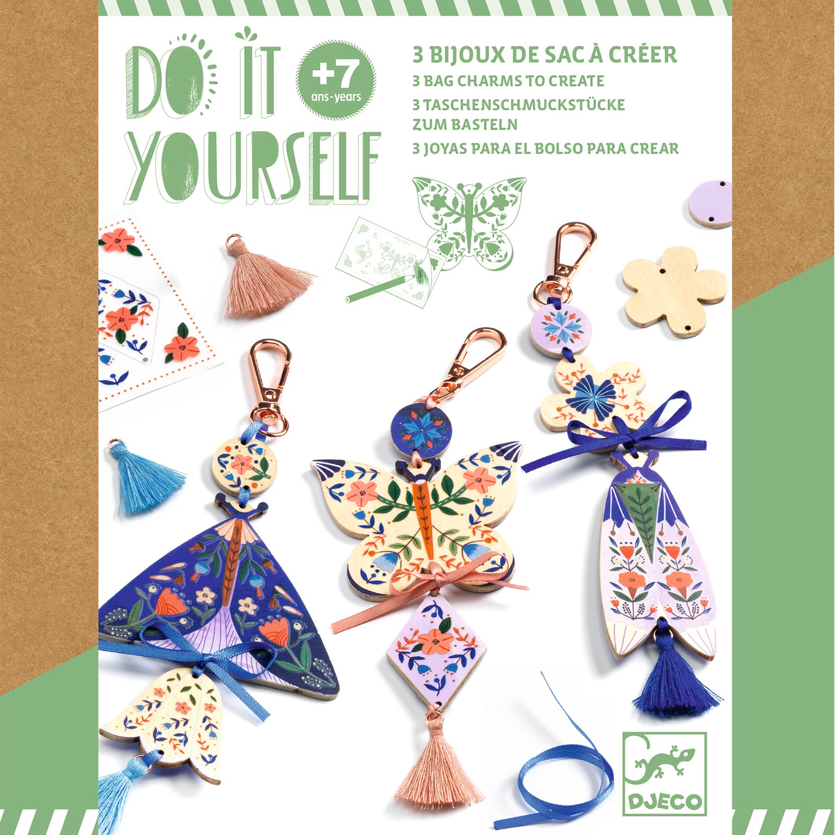 Djeco Do It Yourself Butterflies kit portachiavi legno 3 pezzi