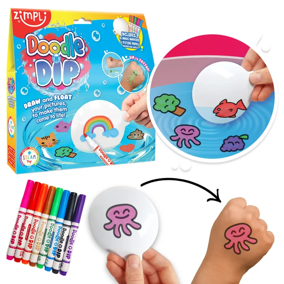 Zimpli Kids Doodle Dip Dancing Kit Disegno Galleggiante 8 Pezzi