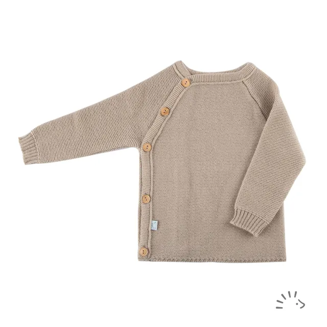 Popolini Kimono Cardigan Lana Beige 100% Merinos