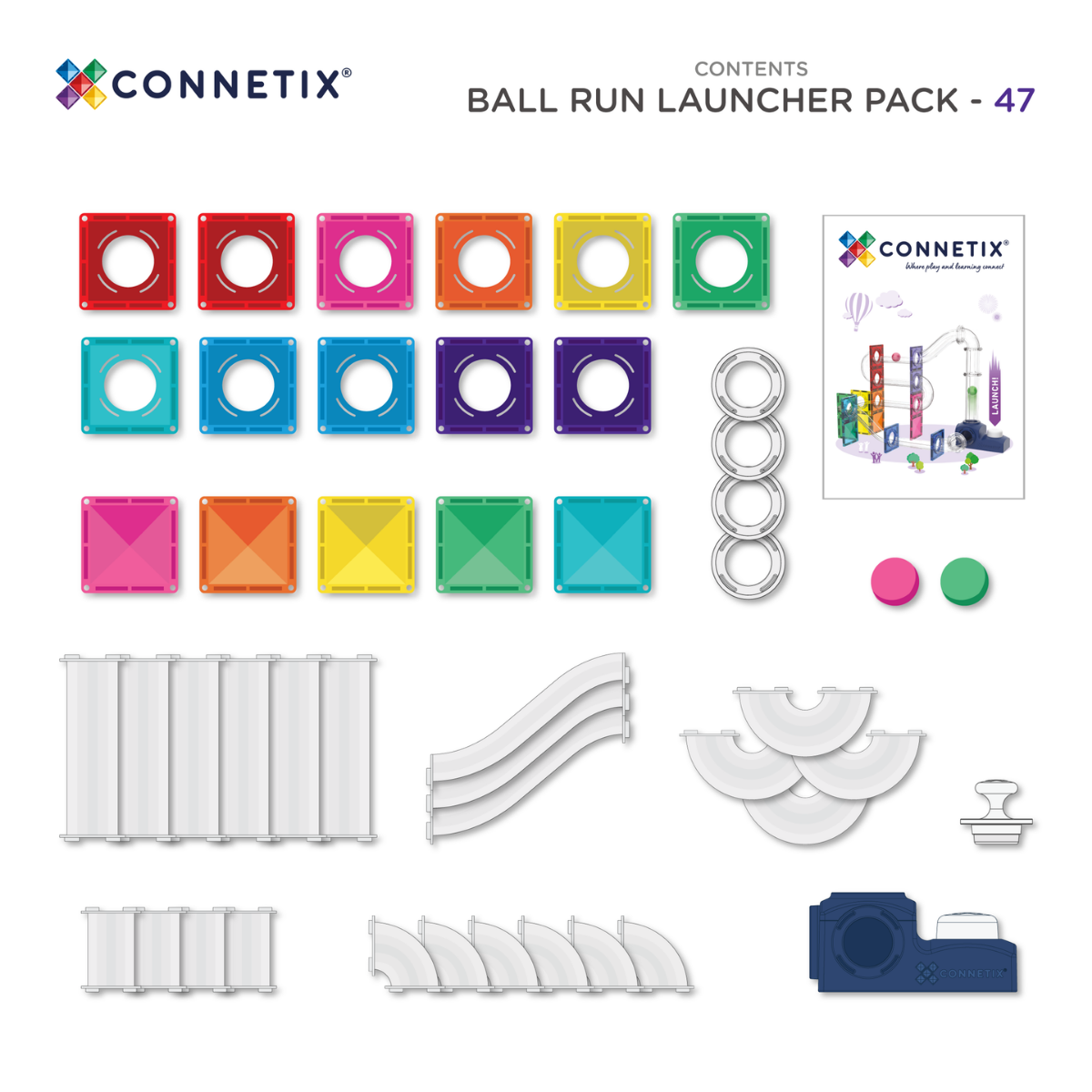 Connetix Ball Run Launcher Pack costruzioni magnetiche 47 pezzi