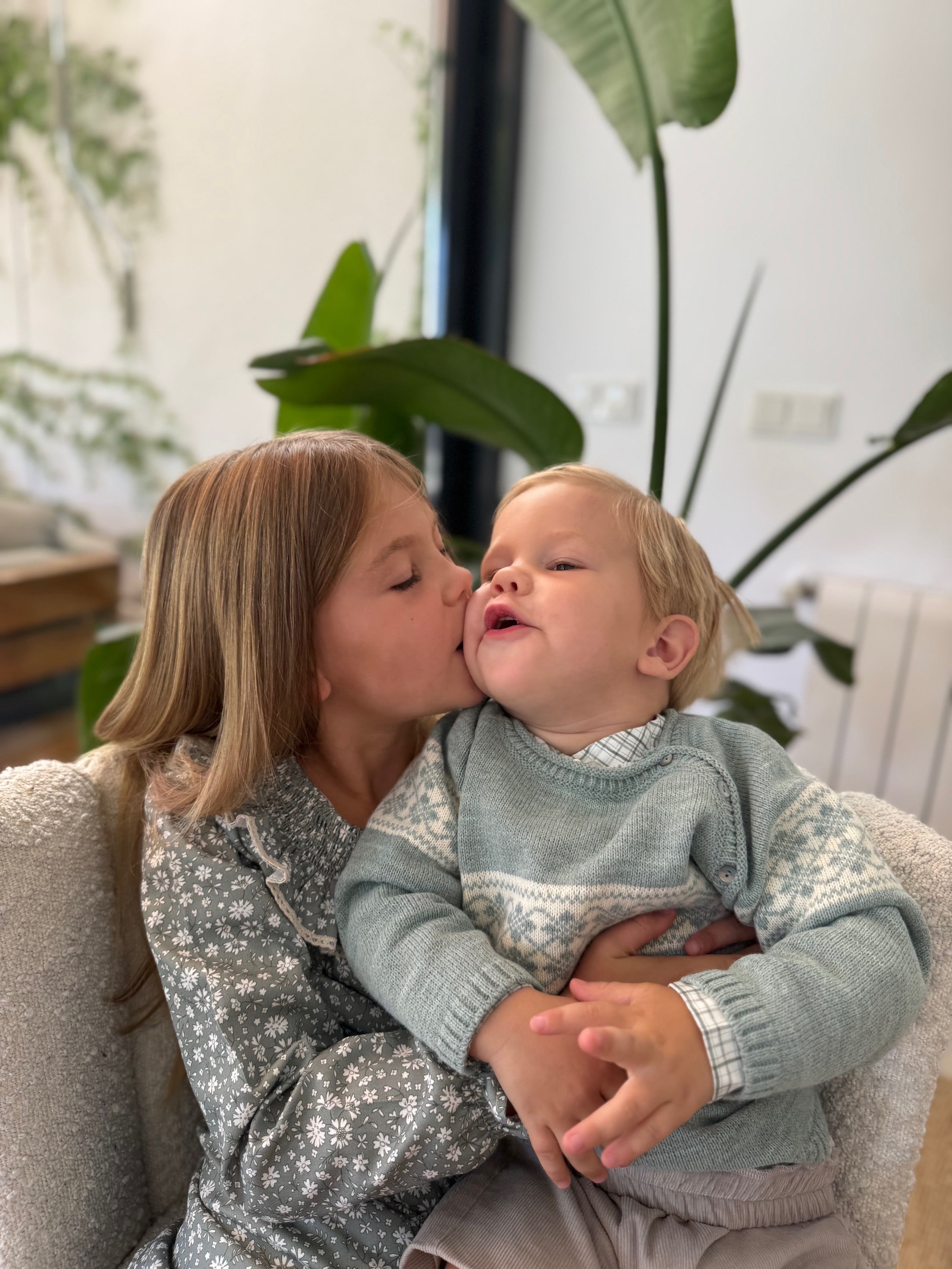 Mebi vestito bambina 5 anni verde fiori cotone