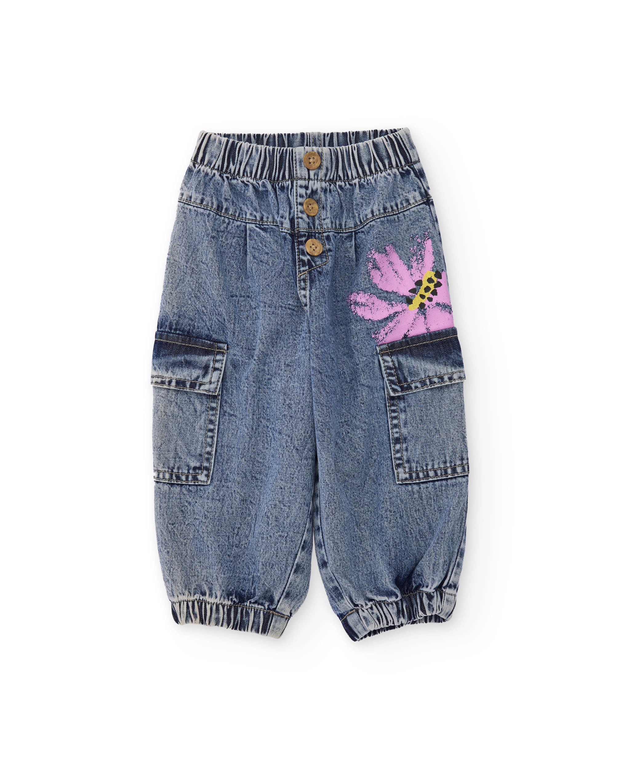 Tuc Tuc pantalone jeans bambina cargo stampa fiori