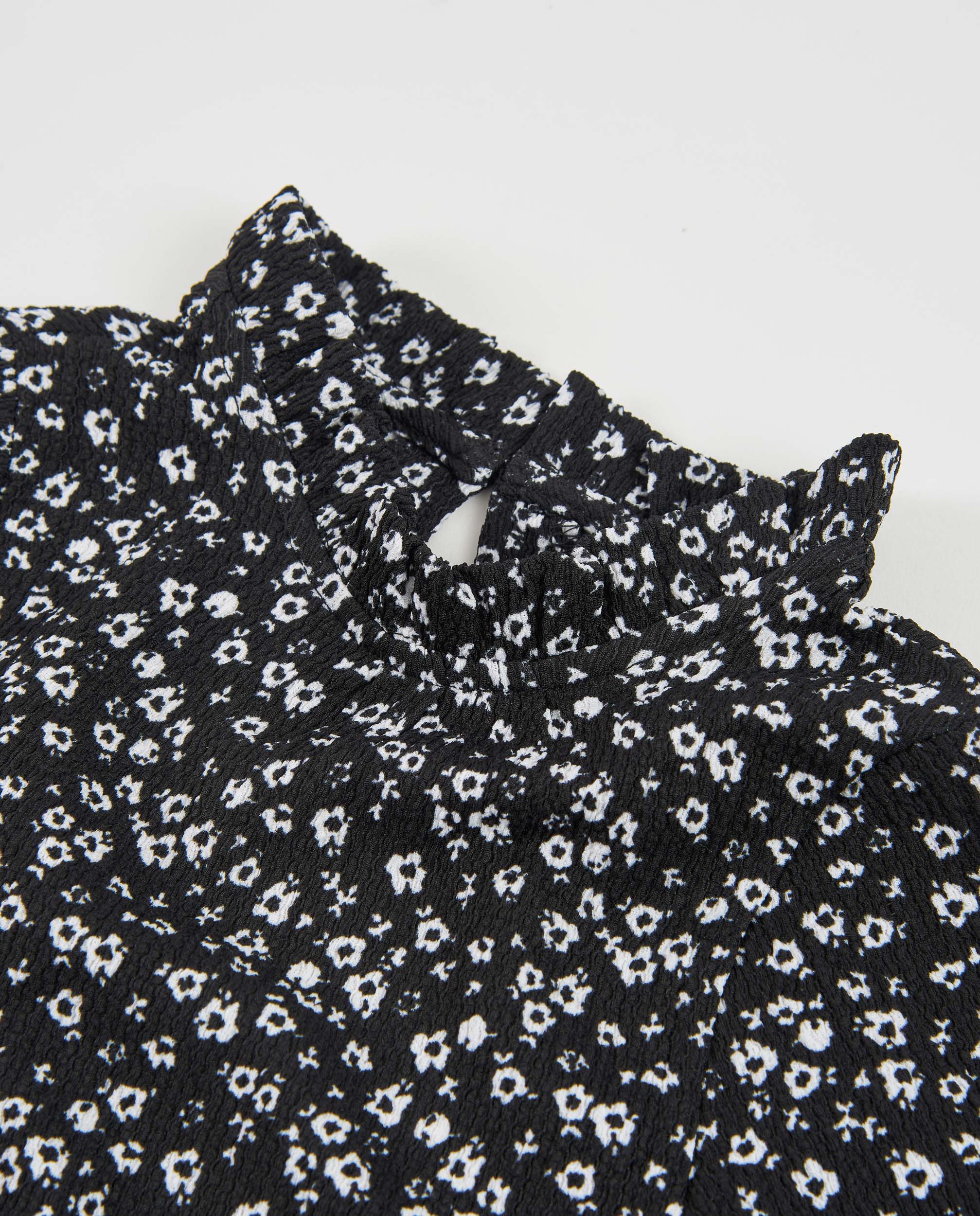 Tuc Tuc camicia bambina nera a fiori collo alto
