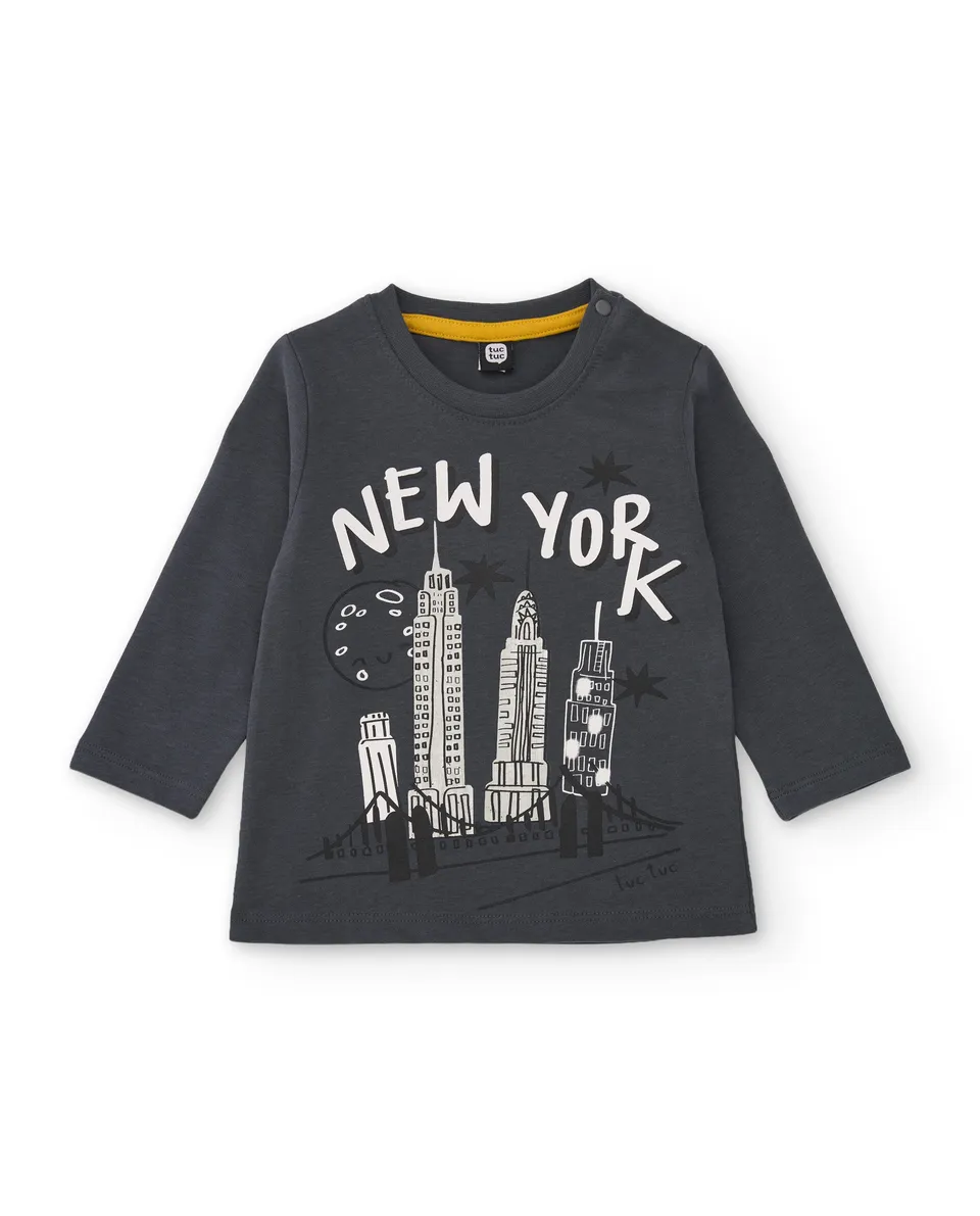 Tuc Tuc NY Fun maglietta bambino manica lunga grigio città