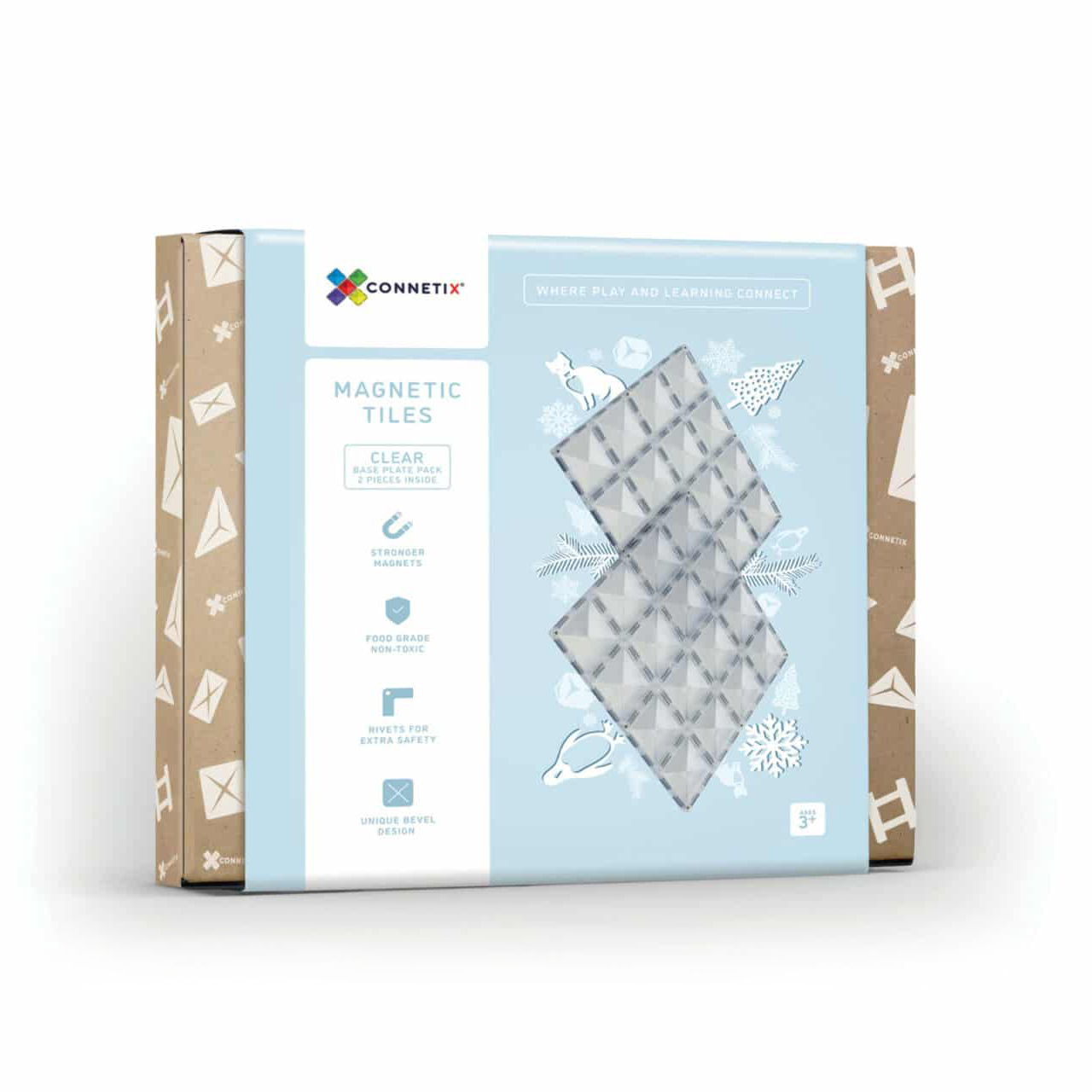 Connetix Base Plate Clear costruzioni magnetiche 2 pezzi