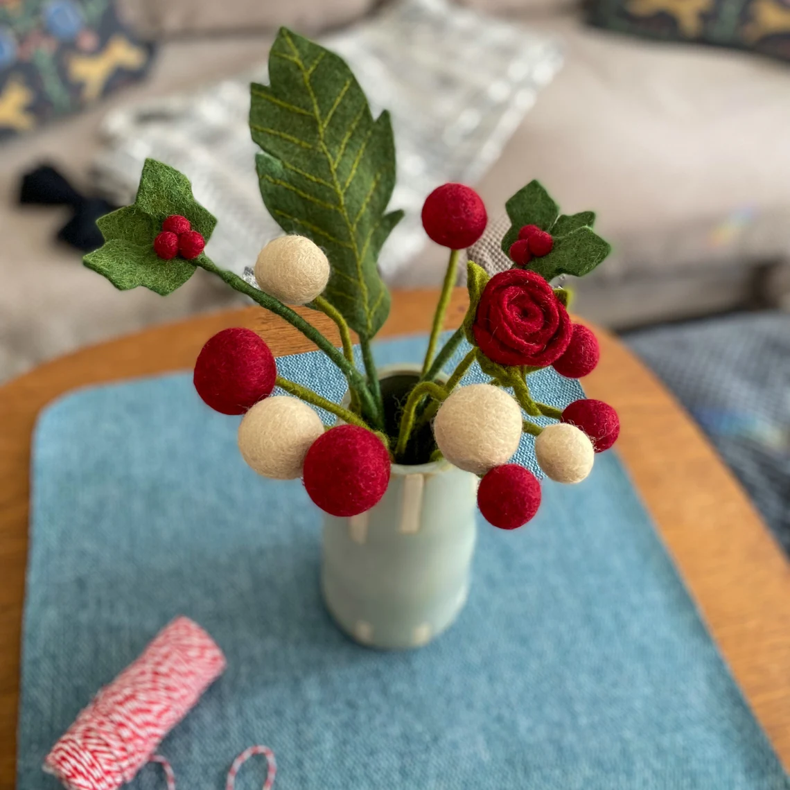 Gry & Sif Sarala bouquet Natale decorazione lana 45 cm