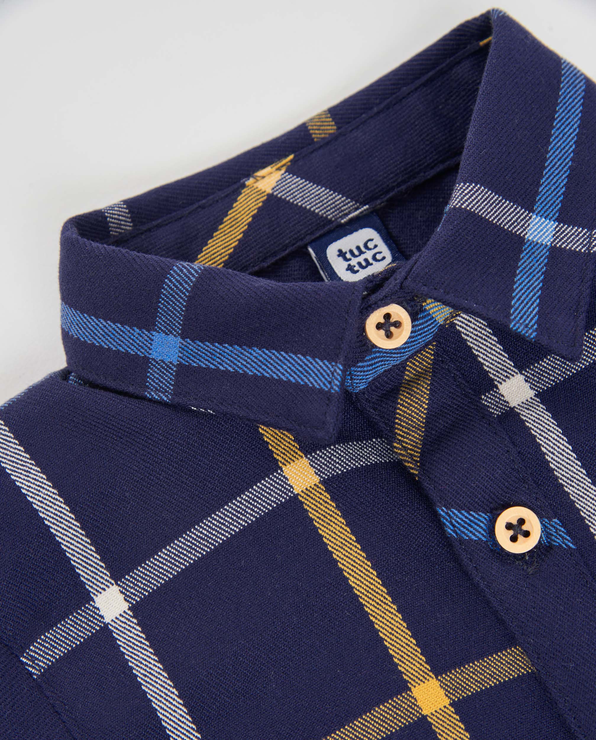 Tuc Tuc camicia bambino blu quadri bottoni legno