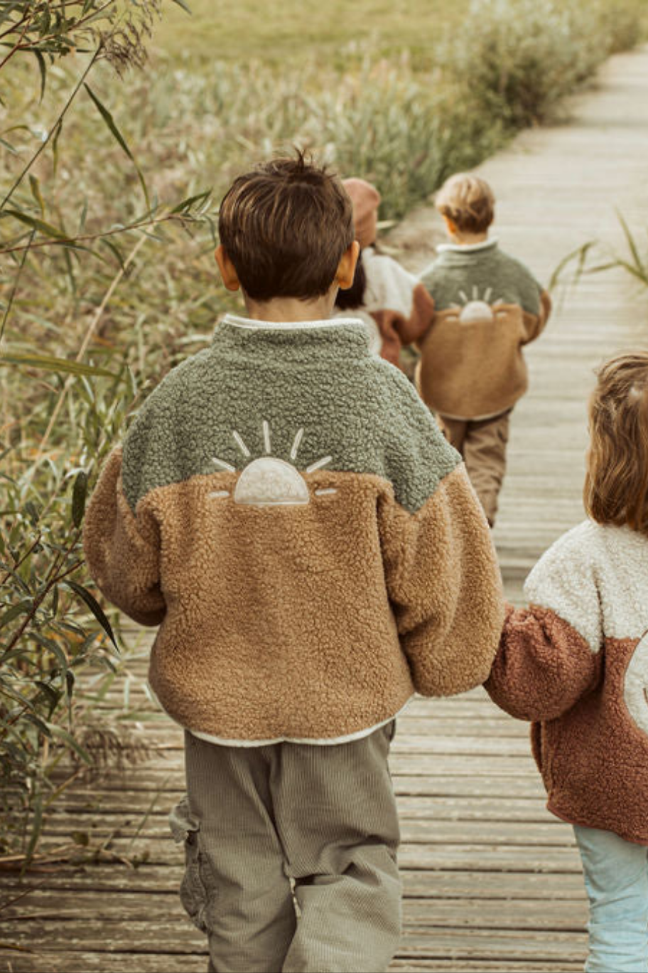Ella and Rapha Sun Jacket giacca teddy verde salvia bimbi