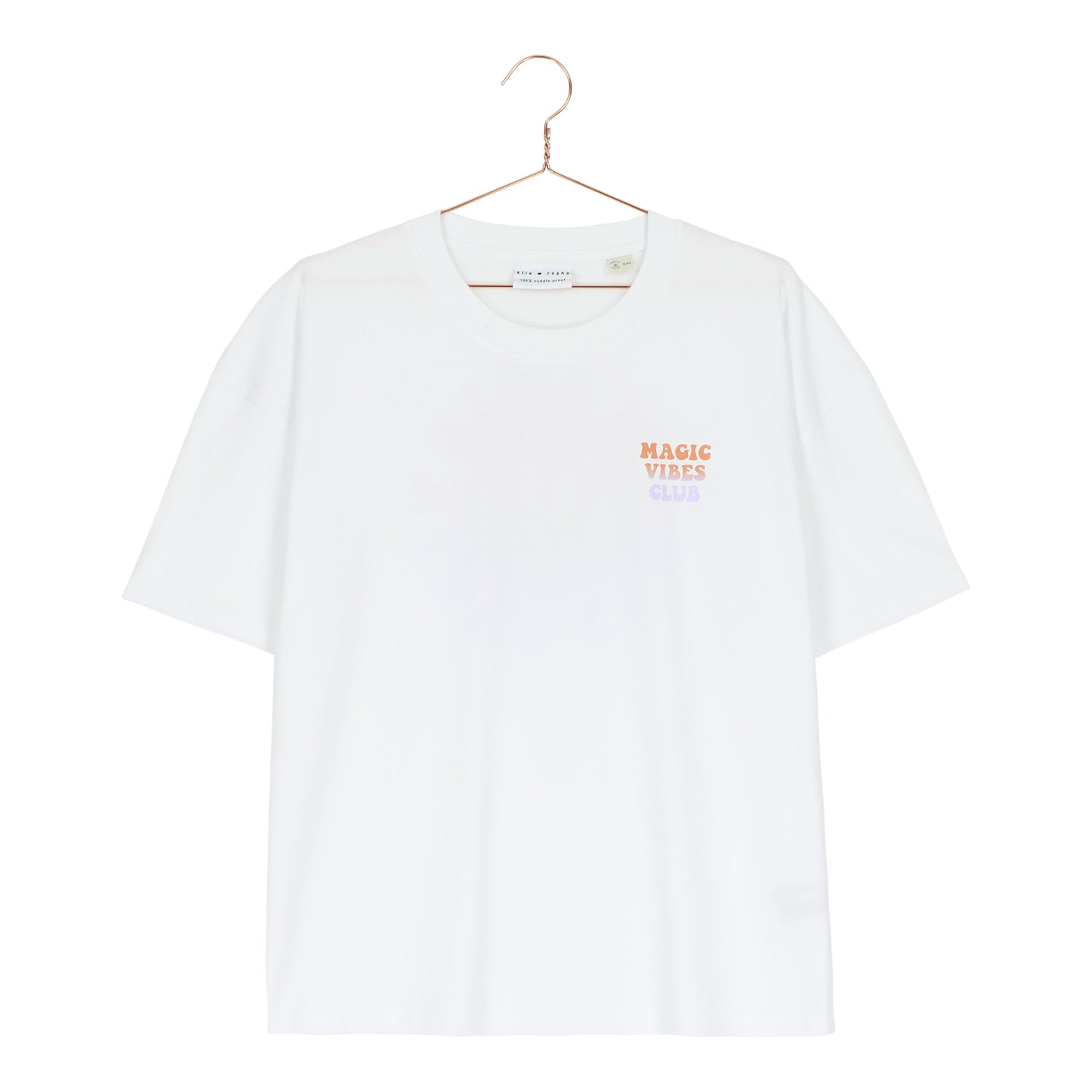 Ella and Rapha Magic Vibes Club t-shirt bianca loose fit cotone bio