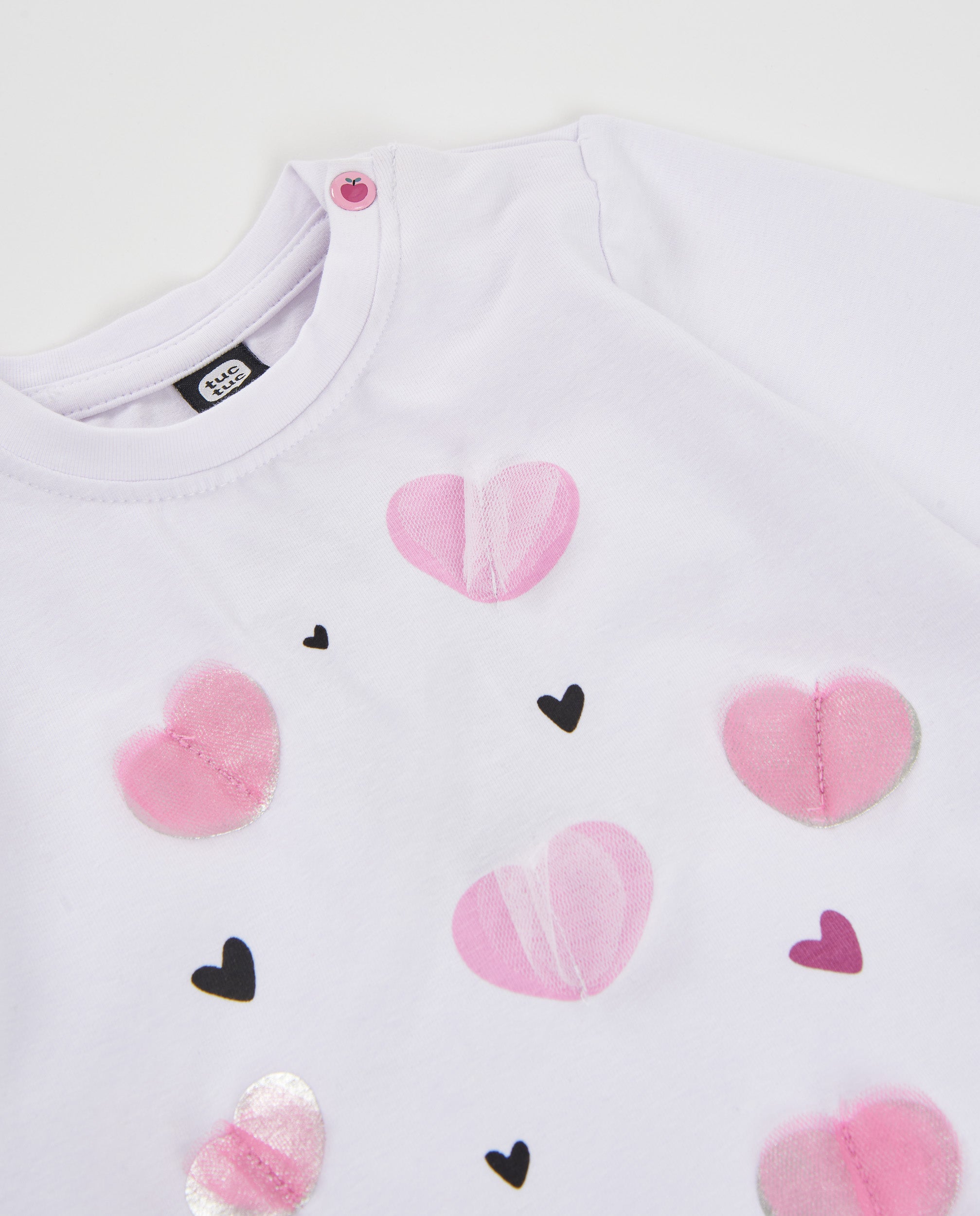 Tuc Tuc maglia bambina bianca cuori volant manica lunga
