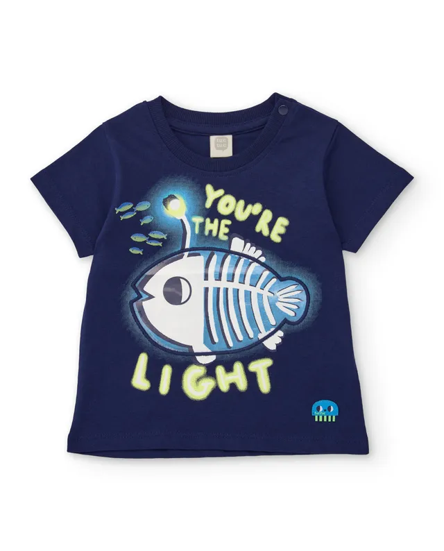 Tuc Tuc t-shirt bimbo mezza manica blu navy pesce