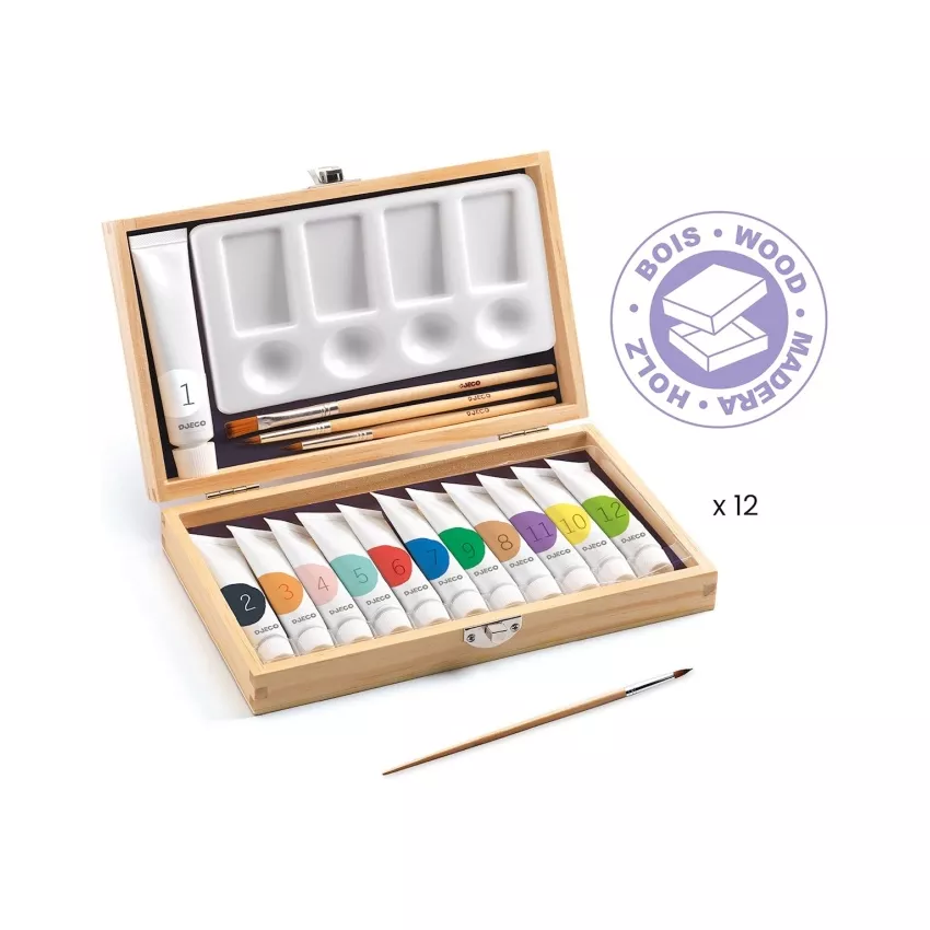 Djeco Cofanetto 12 Colori tempera valigetta pittura bambini