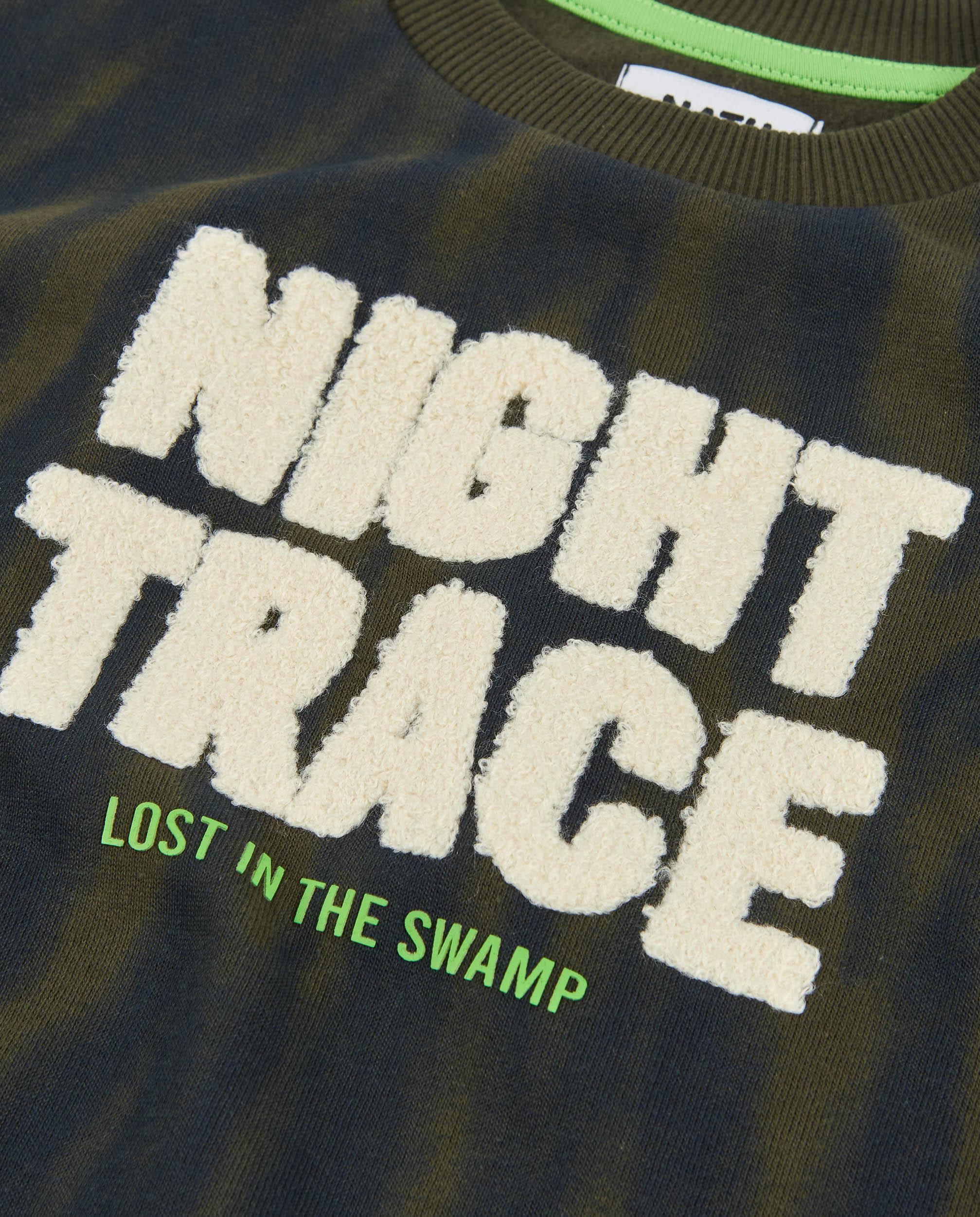 Tuc tuc Night Trace felpa bambino verde militare scritta