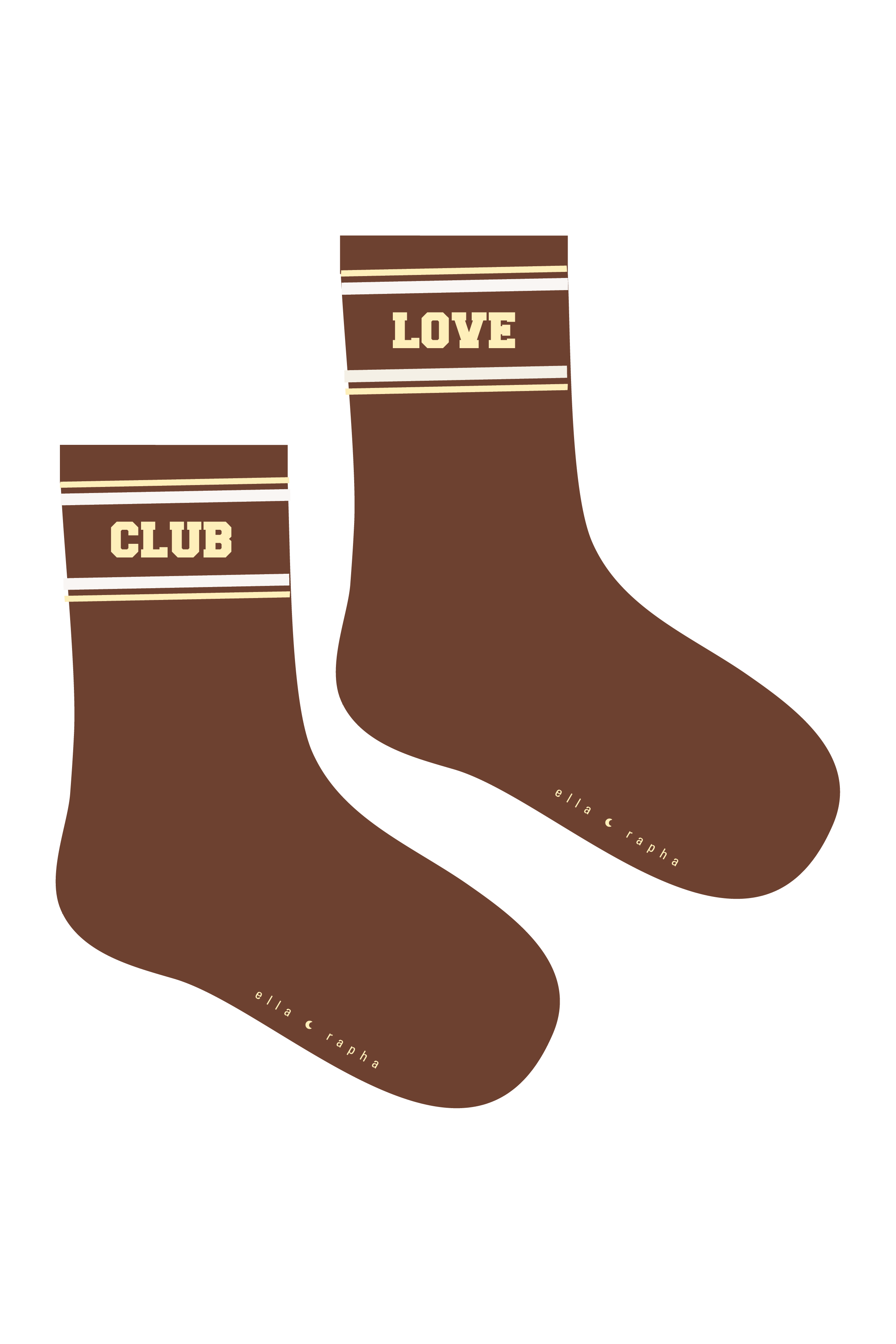 Ella and Rapha Club Love calze marrone cotone 37-41